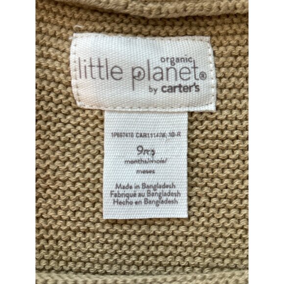 Little Planet By Carters Romper Overalls Baby 9m Beige Knit Organic Unisex - Picture 5 of 5